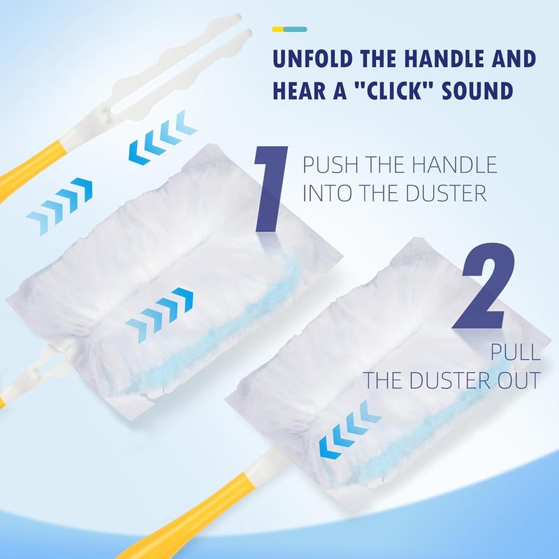 BTRSOLUS 60 Count 180° Duster Refills Compatible with Dusters 180 Handle Dusters, Heavy Duty Multi-Surface Duster Replacement with 1 Extra Handle, Unscented - Image 5